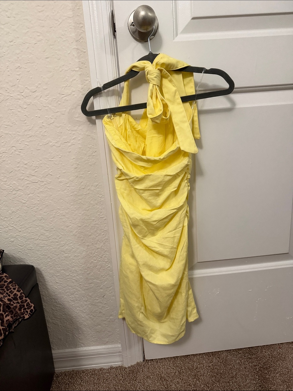 Peppermayo Pale Yellow One-Shoulder Ruched Mini Dress - Picture 4 of 4